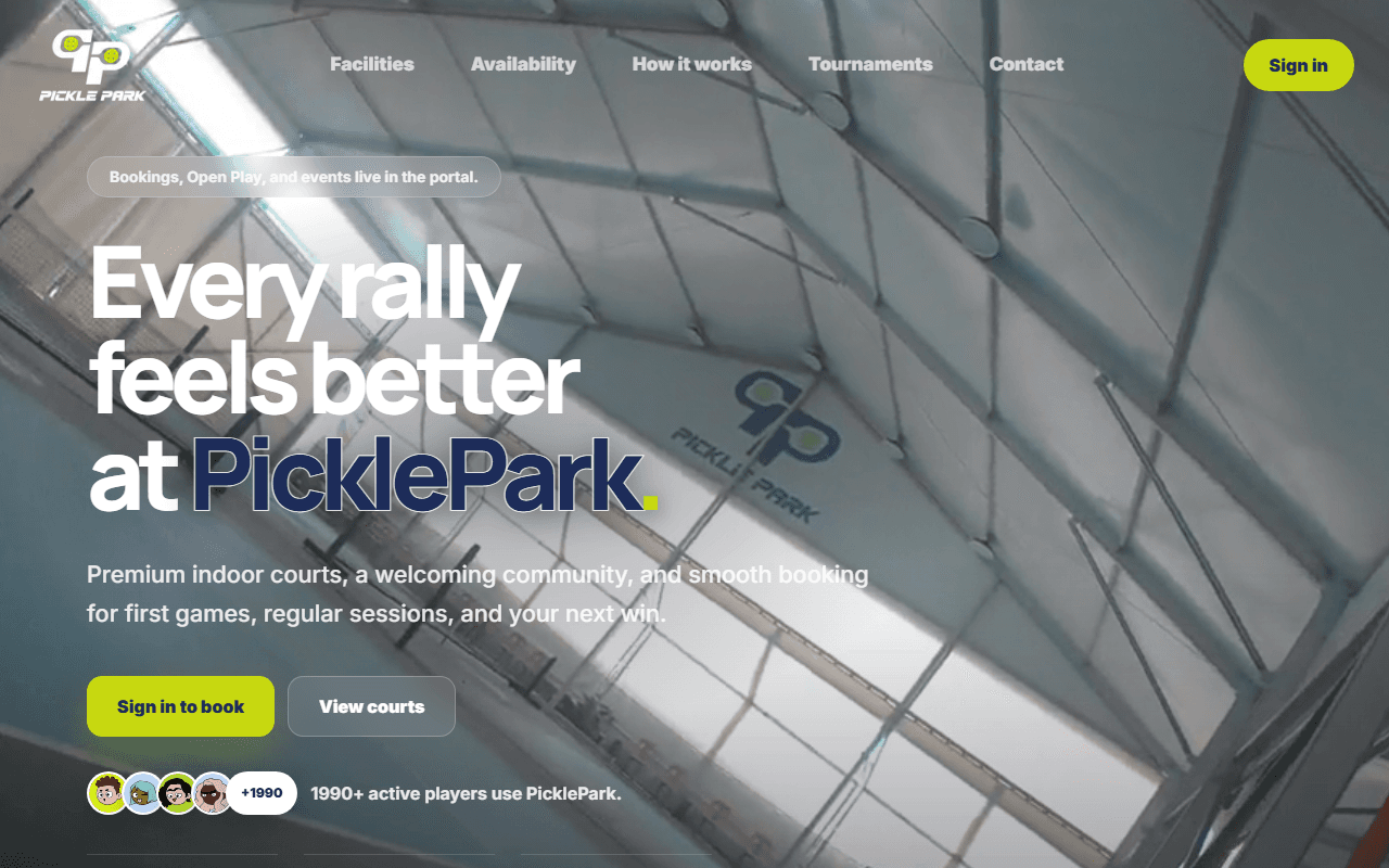 PicklePark booking platform preview